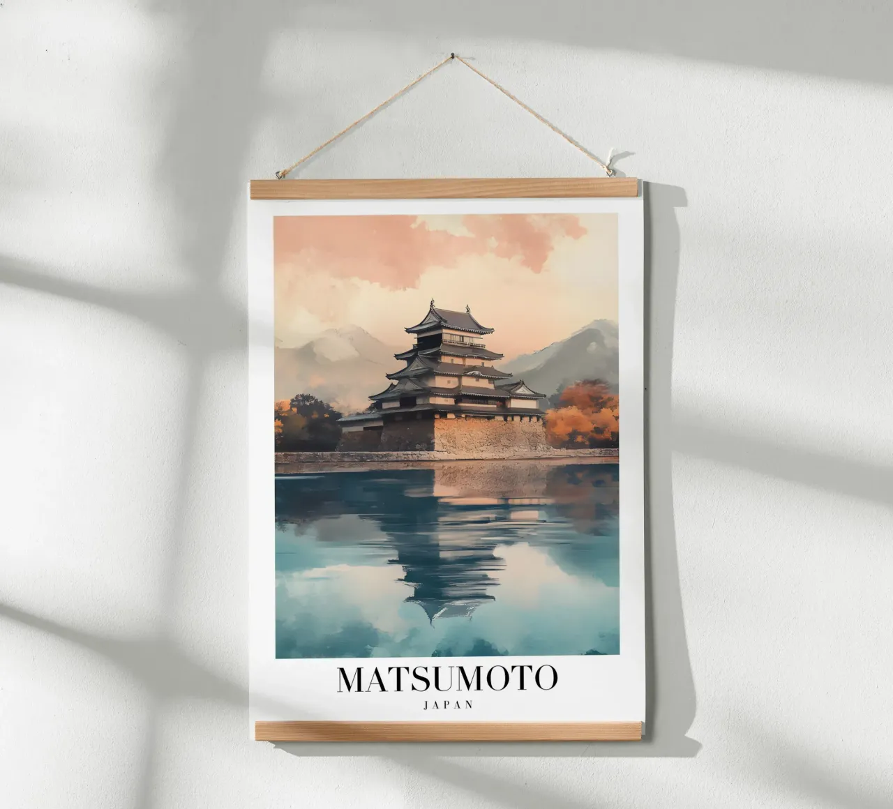 Stampa d'arte del castello di Matsumoto - Punto di riferimento giapponese poster con telaio in plastica da homdeco