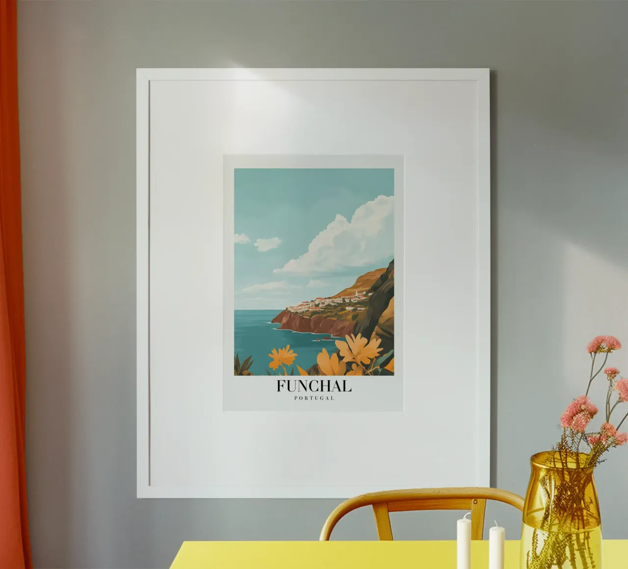 Funchal Madeira Kunstdruk - Kuststad & Kliffen poster van homdeco