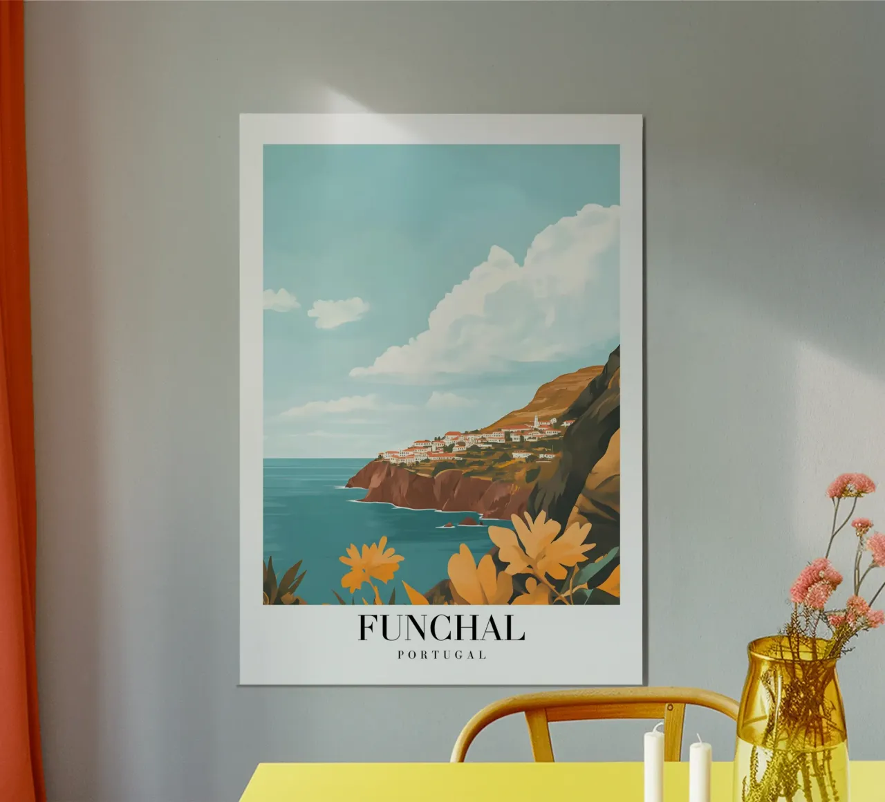 Funchal Madeira Kunstdruk - Kuststad & Kliffen poster van homdeco