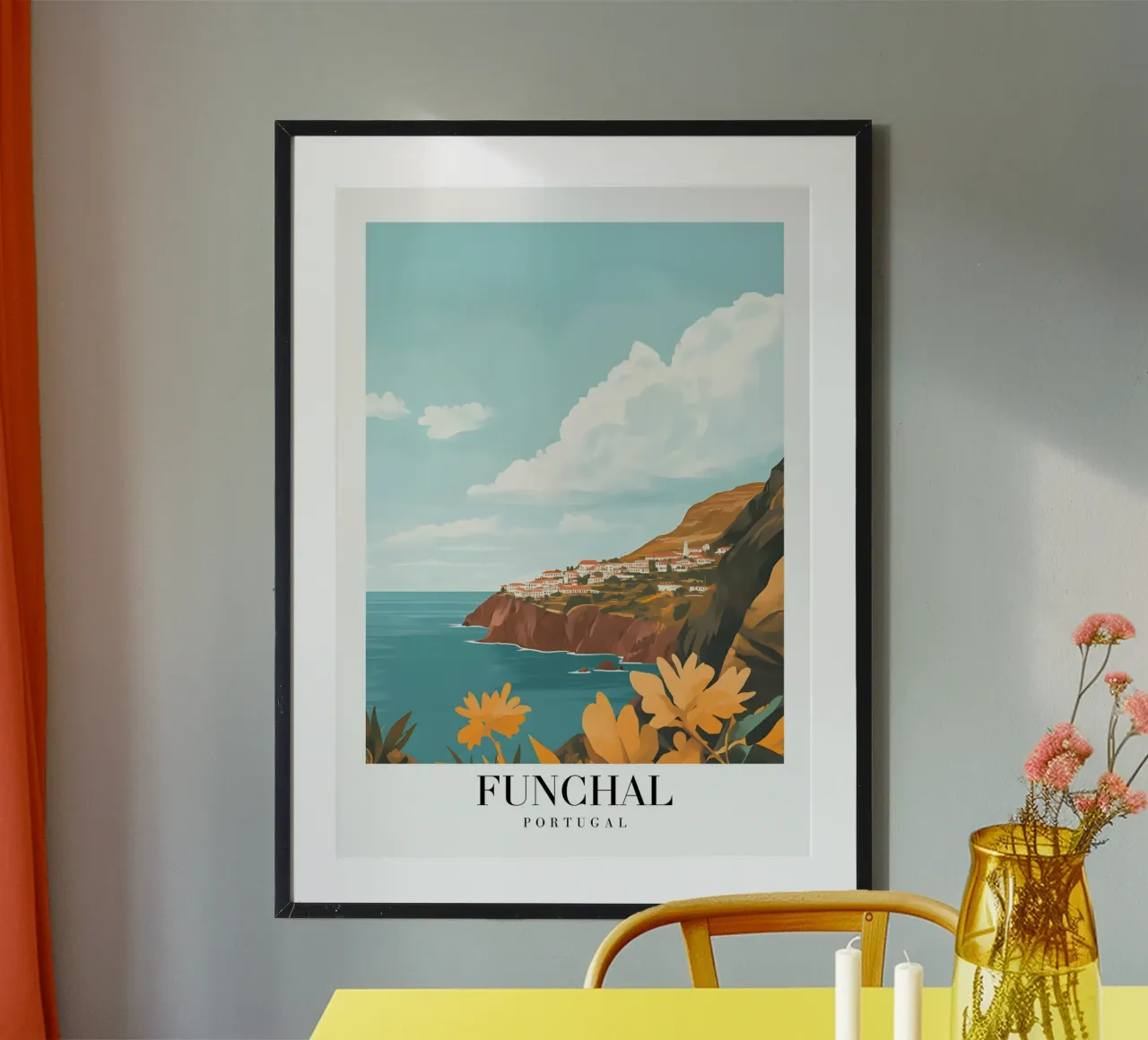 Funchal Madeira Kunstdruk - Kuststad & Kliffen poster van homdeco