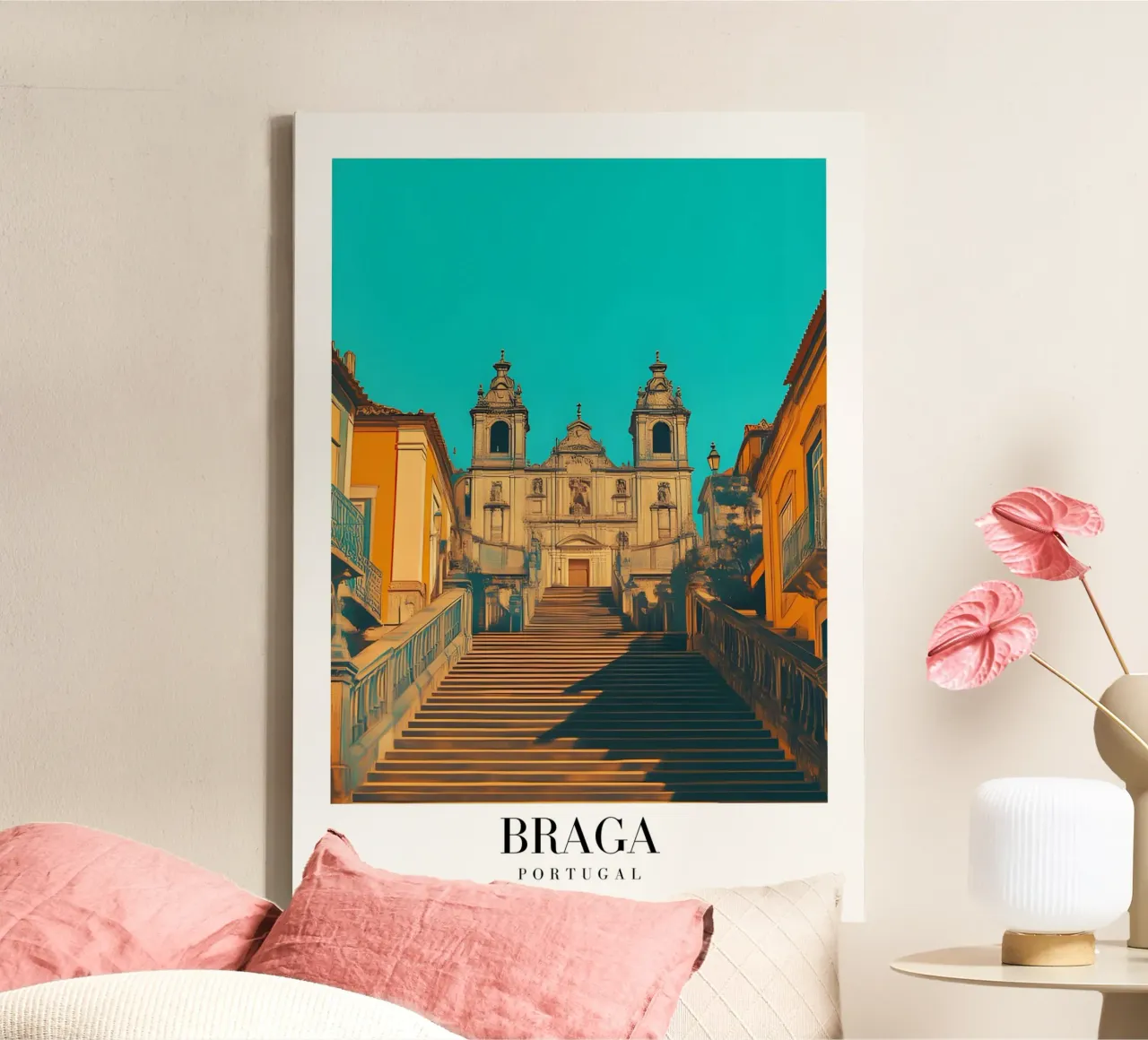 Stampa d'arte sul santuario di Braga - Scale barocche portoghesi tela con Cornice a cassetta da homdeco