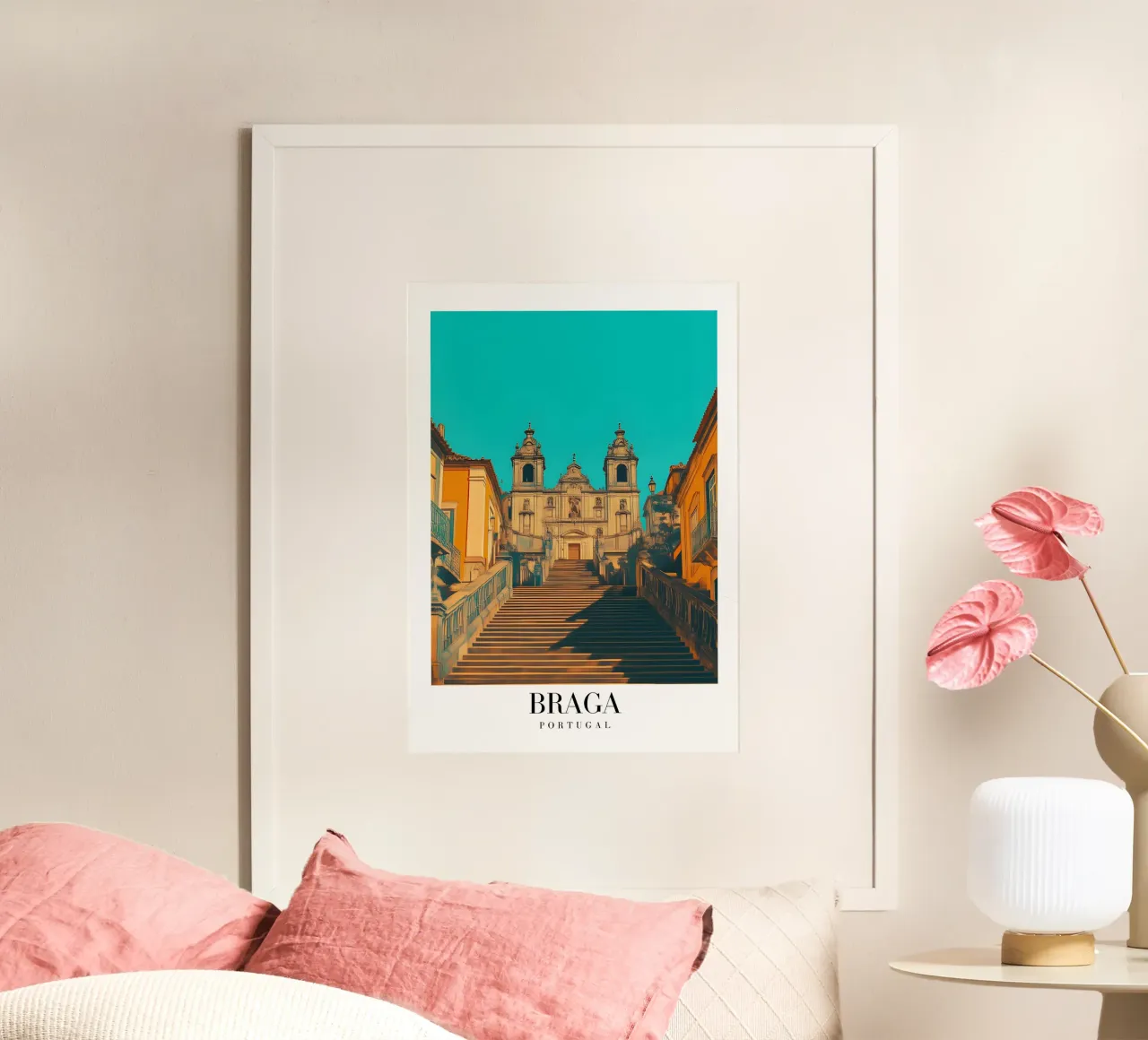 Stampa d'arte sul santuario di Braga - Scale barocche portoghesi poster con telaio in alluminio da homdeco