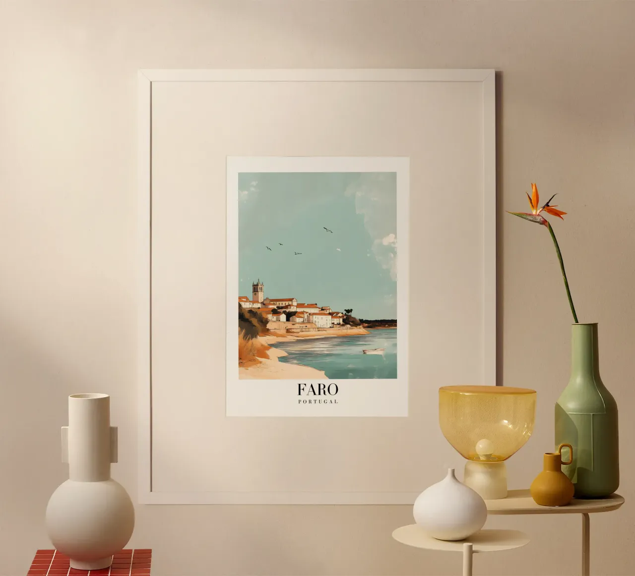 Faro Kuststad Kunstdruk - Algarve Portugal poster van homdeco