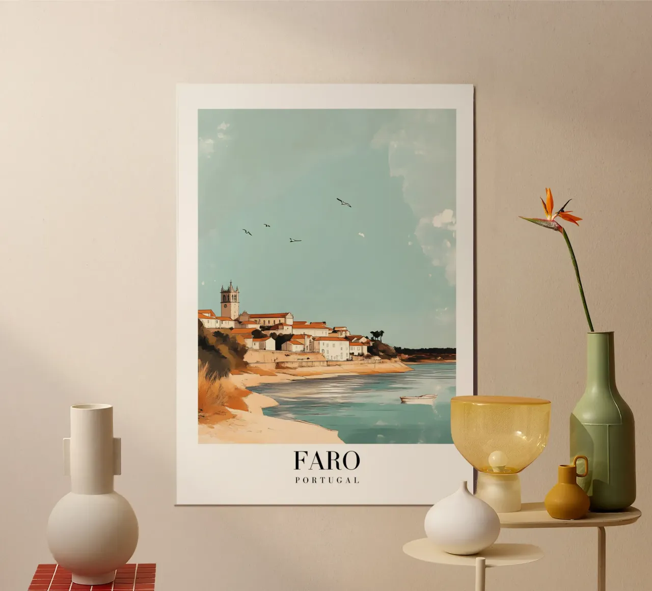 Faro Kuststad Kunstdruk - Algarve Portugal poster van homdeco