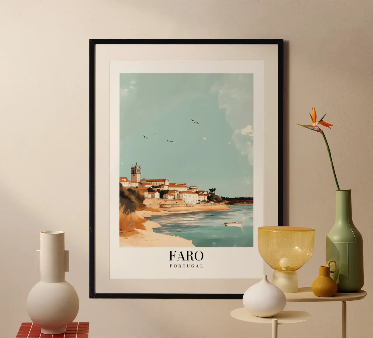 Faro Kuststad Kunstdruk - Algarve Portugal poster van homdeco