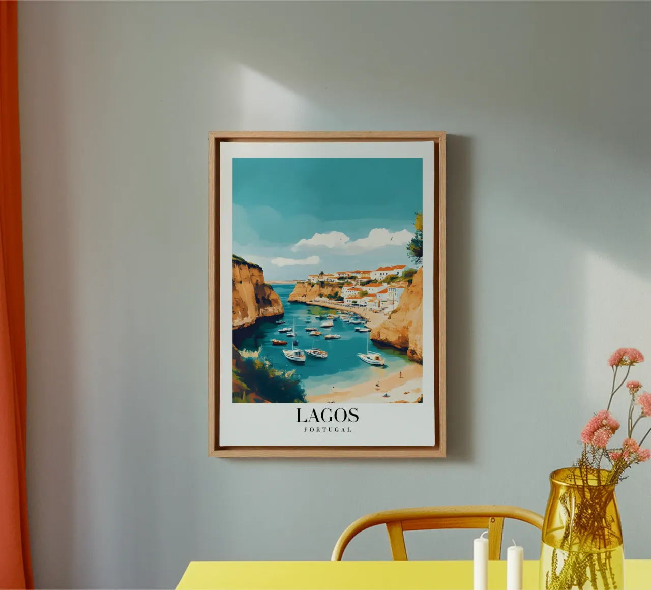 Lagos Algarve Kunstdruk - Kustkliffen & Boten canvas met Baklijst van homdeco