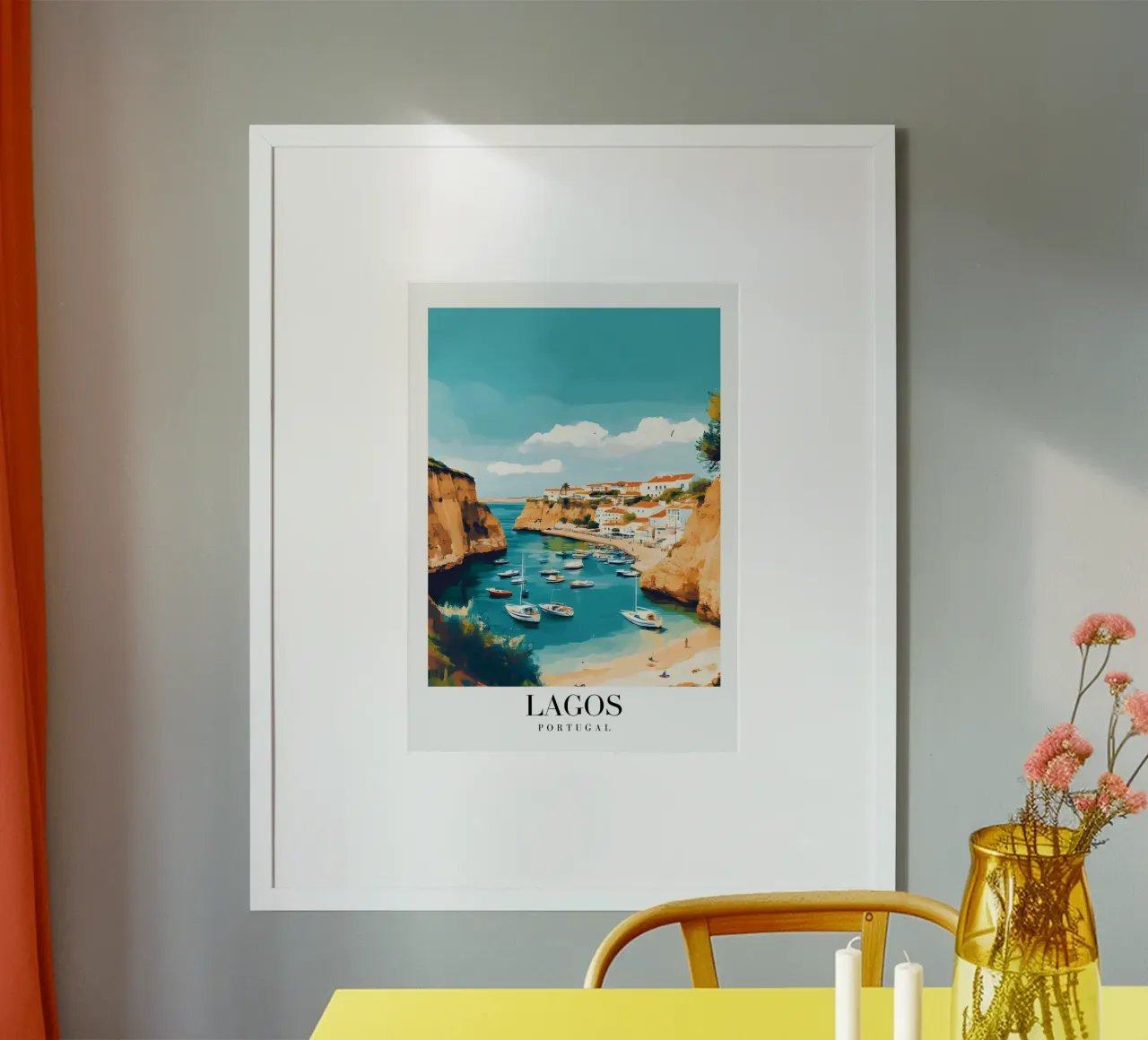 Lagos Algarve Kunstdruk - Kustkliffen & Boten poster van homdeco