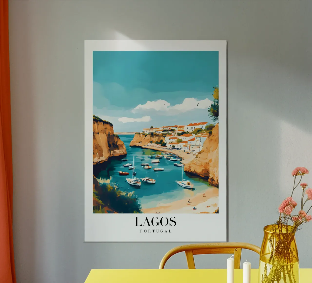 Lagos Algarve Kunstdruk - Kustkliffen & Boten poster van homdeco