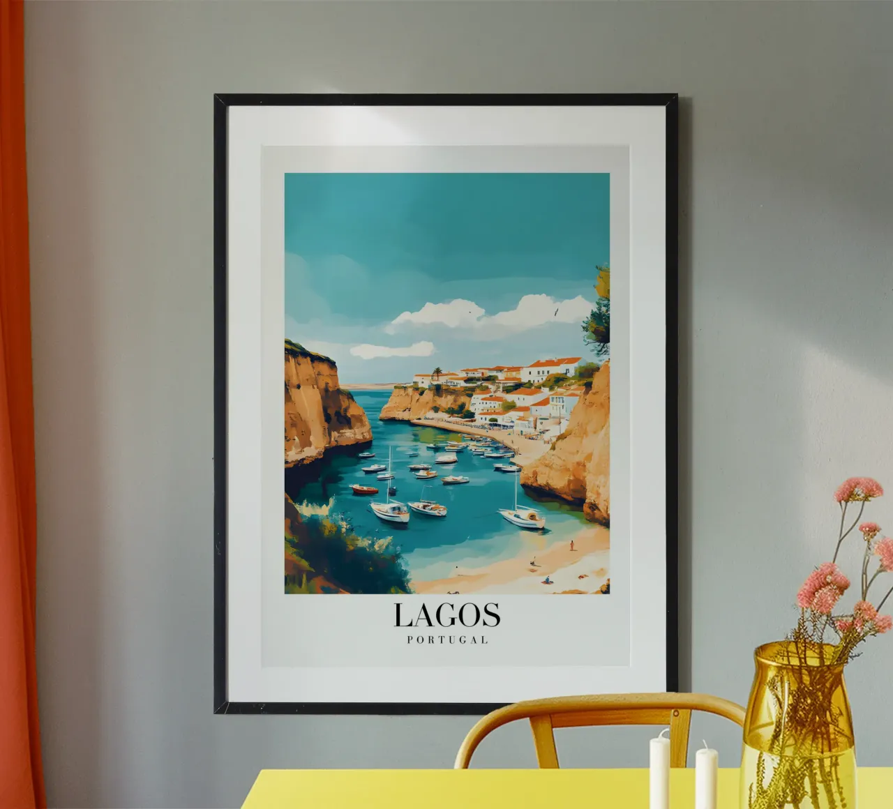 Lagos Algarve Kunstdruk - Kustkliffen & Boten poster van homdeco
