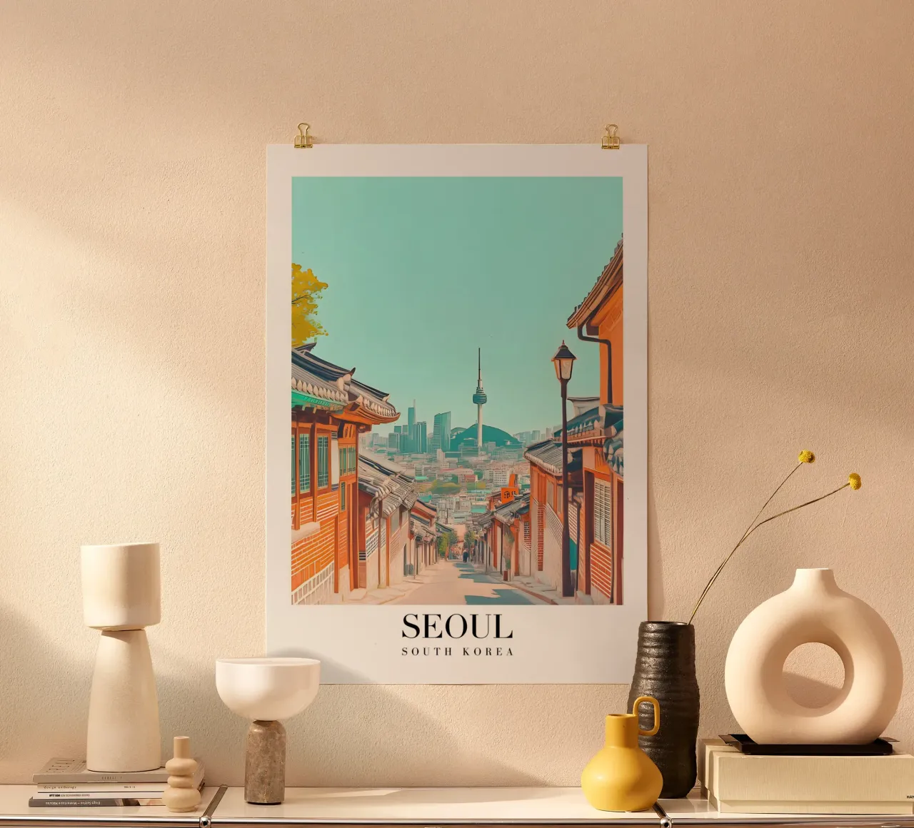 Stampa d'arte della torre di Seoul N - Città coreana tradizionale poster da homdeco