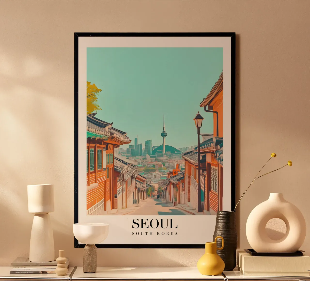 Stampa d'arte della torre di Seoul N - Città coreana tradizionale poster da homdeco