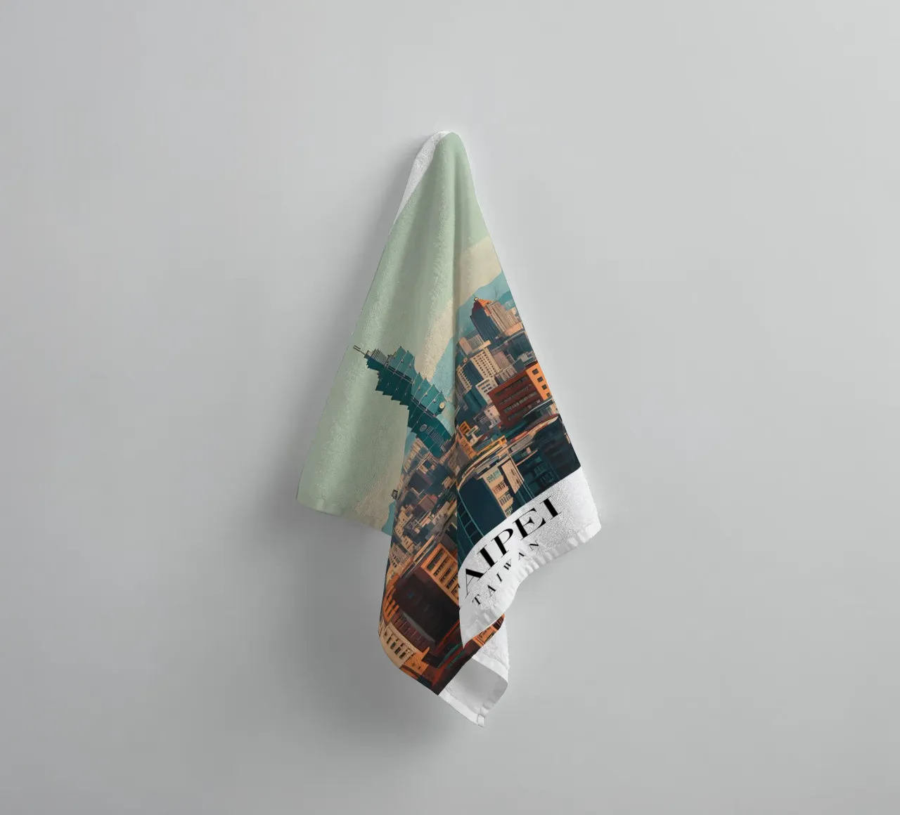 Taipei 101 Skyline Art Print - Taiwan Cityscape towel by homdeco