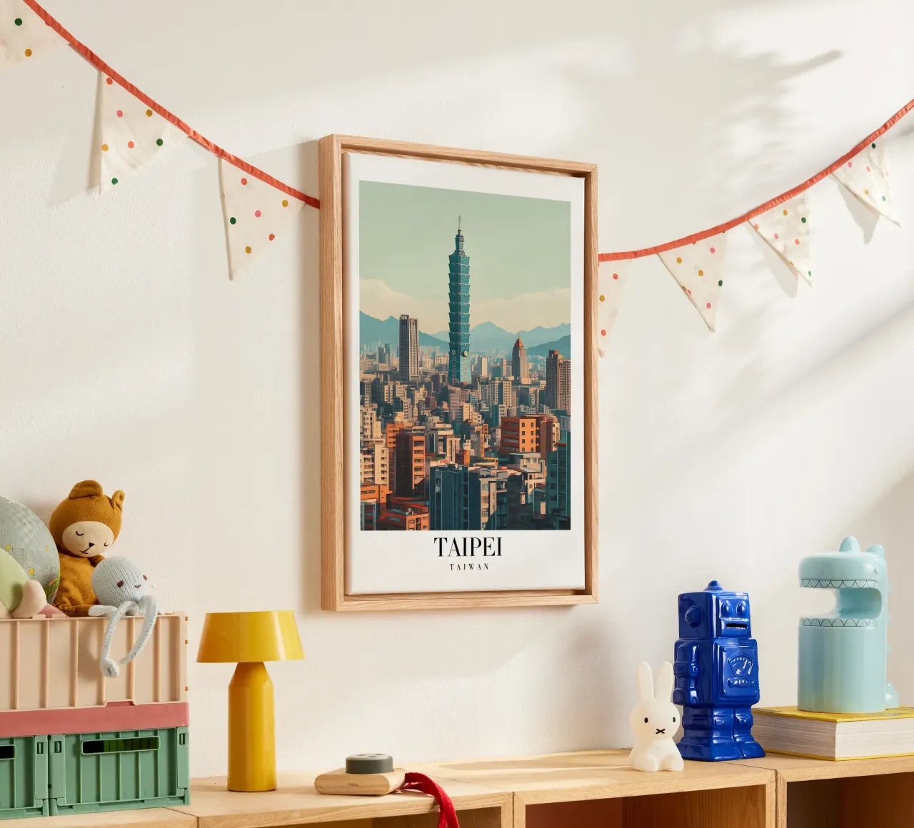 Taipei 101 Skyline Art Print - Taiwan Stadsgezicht canvas met Baklijst van homdeco