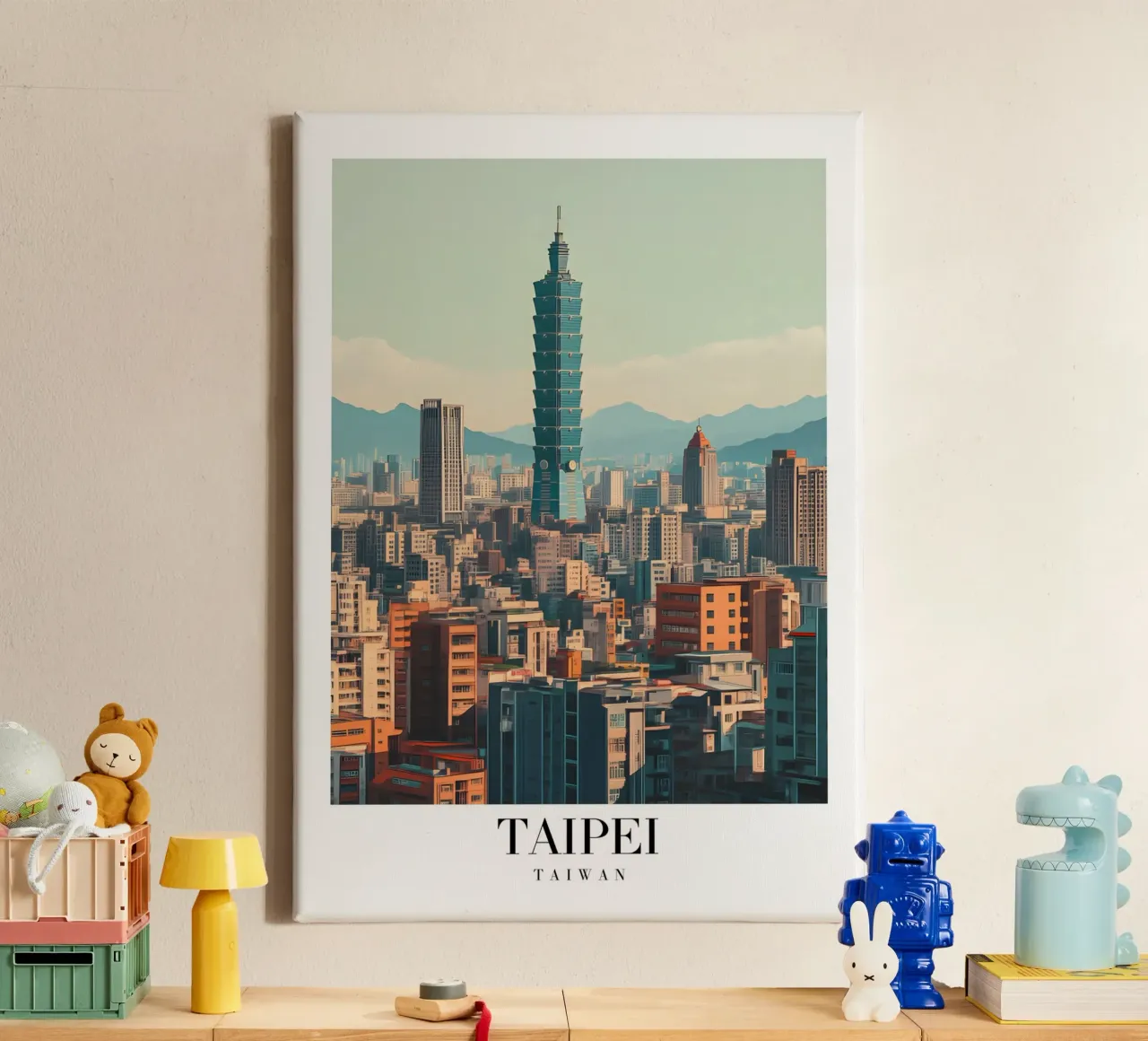 Taipei 101 Skyline Art Print - Taiwan Stadsgezicht canvas met Baklijst van homdeco