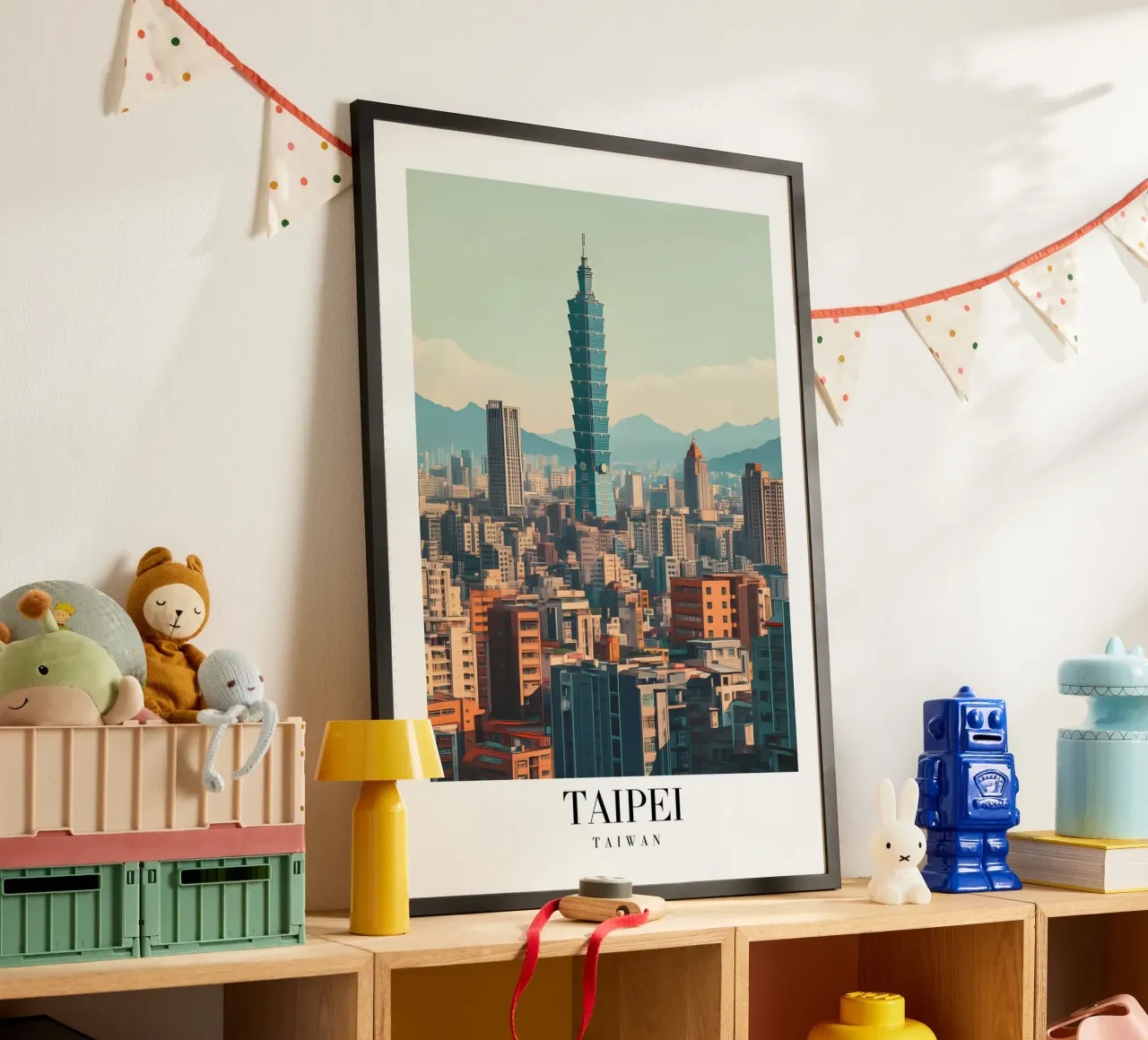 Taipei 101 Skyline Art Print - Taiwan Stadsgezicht poster van homdeco