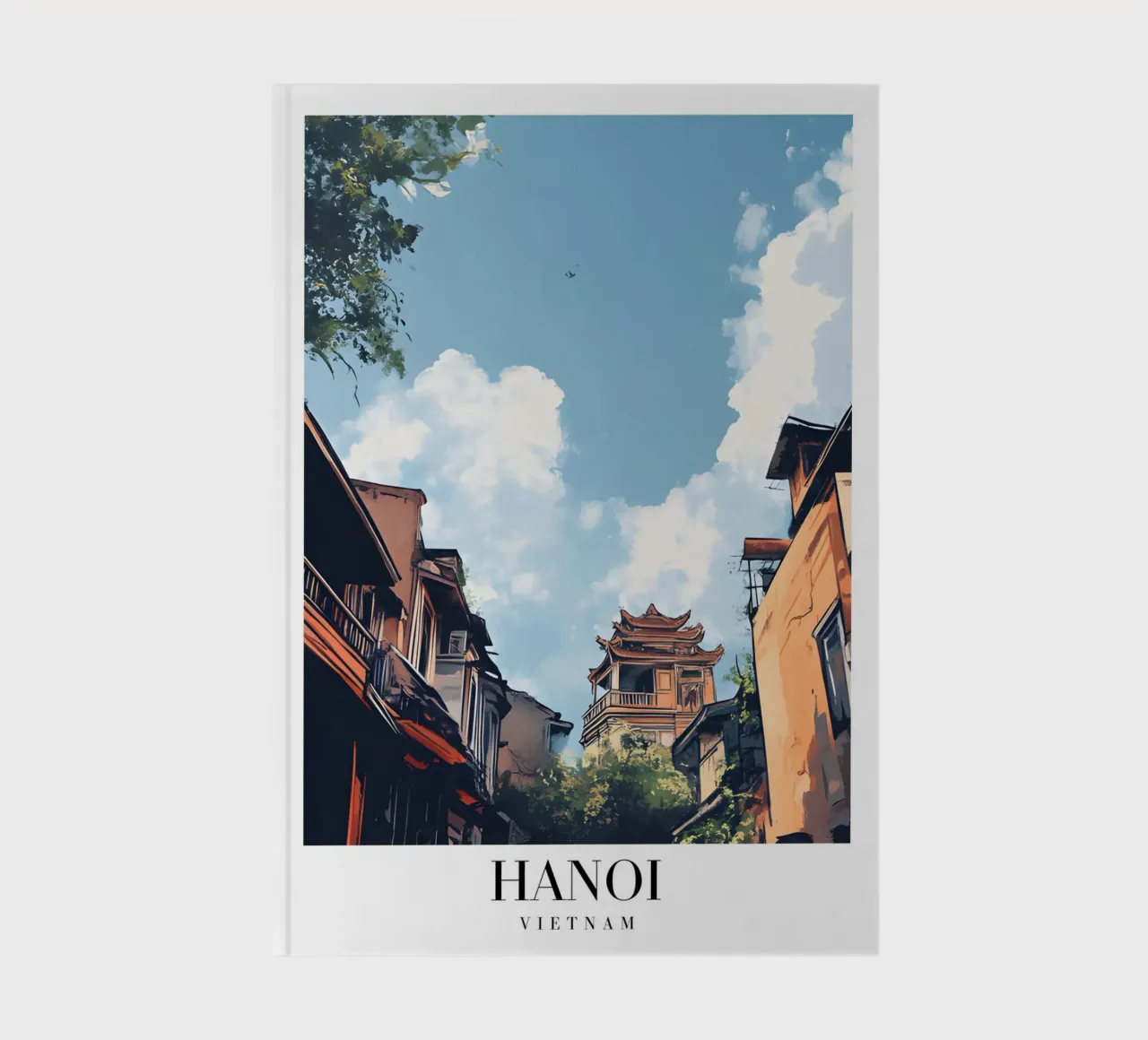 Hanoi Old Quarter Art Print - Vietnamese Charm notebook by homdeco