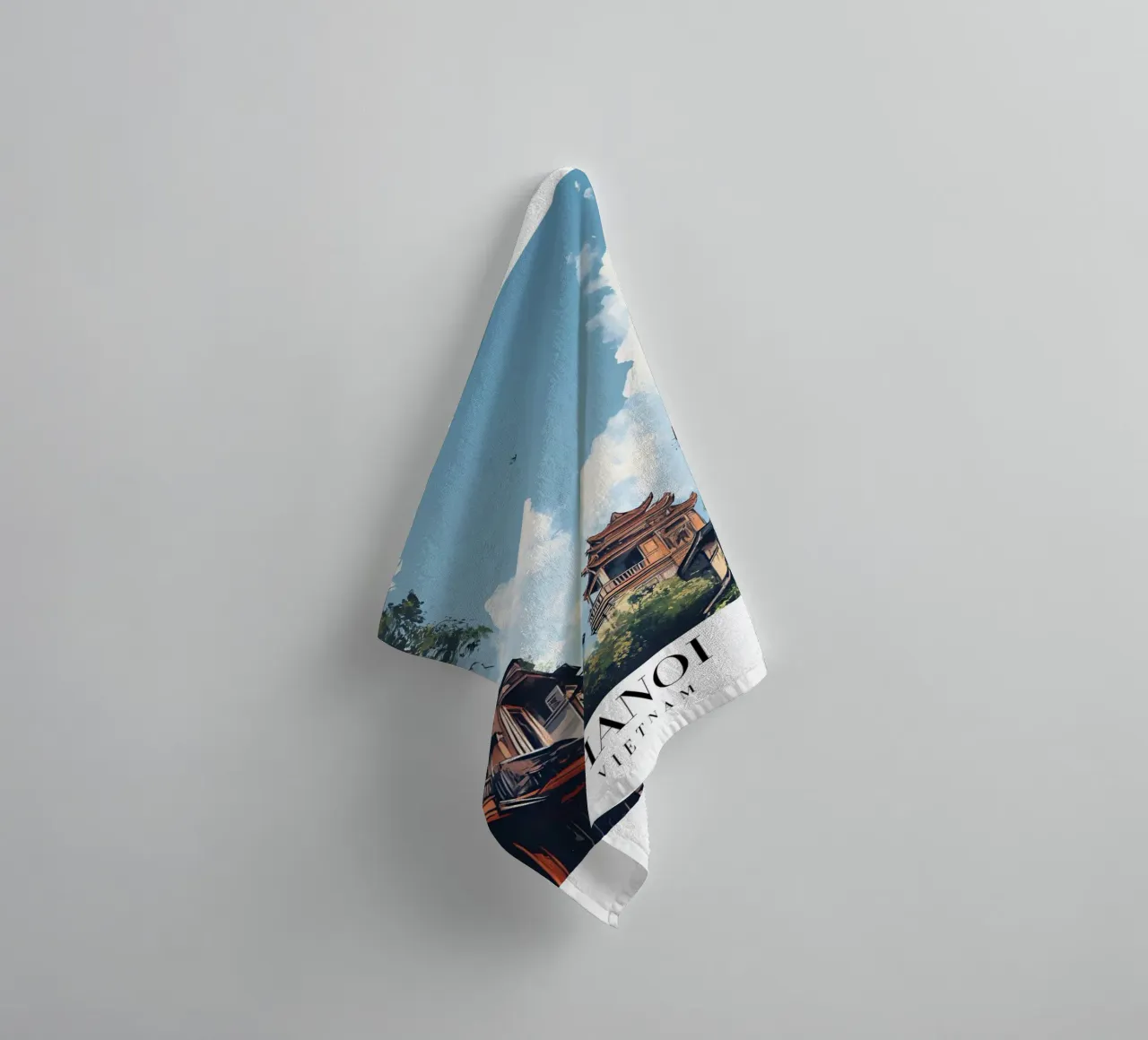 Hanoi Old Quarter Art Print - Vietnamese Charm towel by homdeco