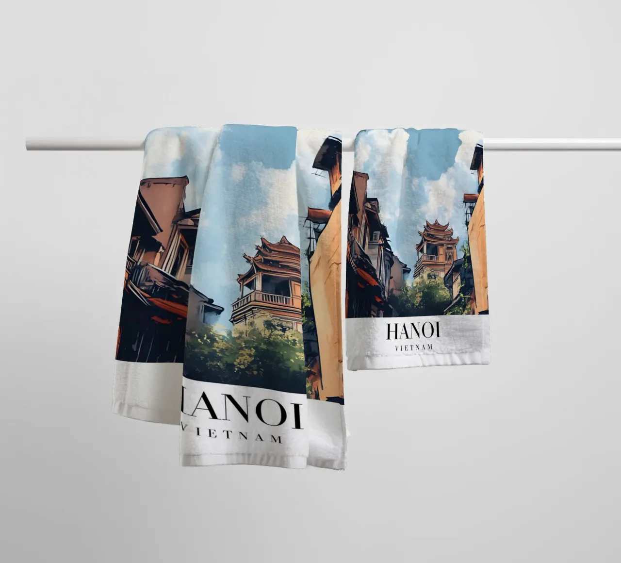 Hanoi Old Quarter Art Print - Vietnamese Charm towel by homdeco