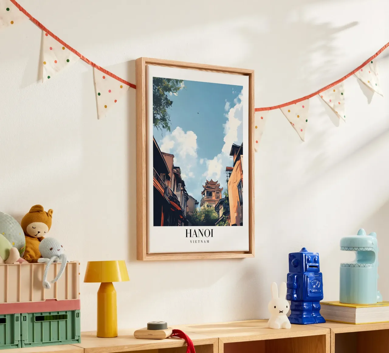 Hanoi Old Quarter Art Print - Vietnamese charme canvas met Baklijst van homdeco