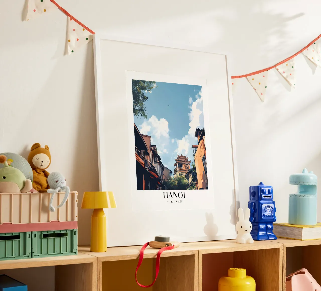 Hanoi Old Quarter Art Print - Vietnamese Charm Poster von homdeco