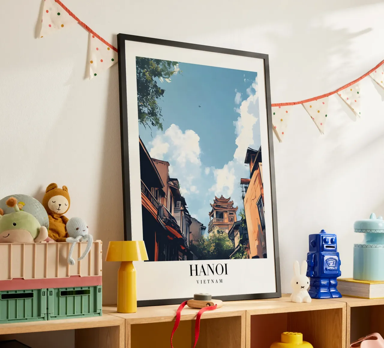 Hanoi Old Quarter Art Print - Vietnamese Charm Poster von homdeco