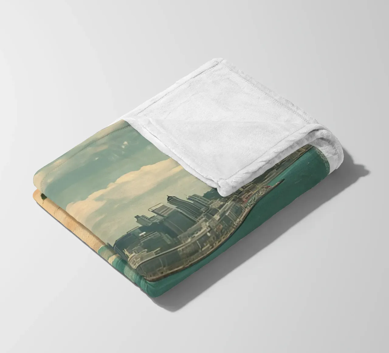 Stampa d'arte sullo skyline di Auckland - Spiaggia e Sky Tower coperta in pile da homdeco