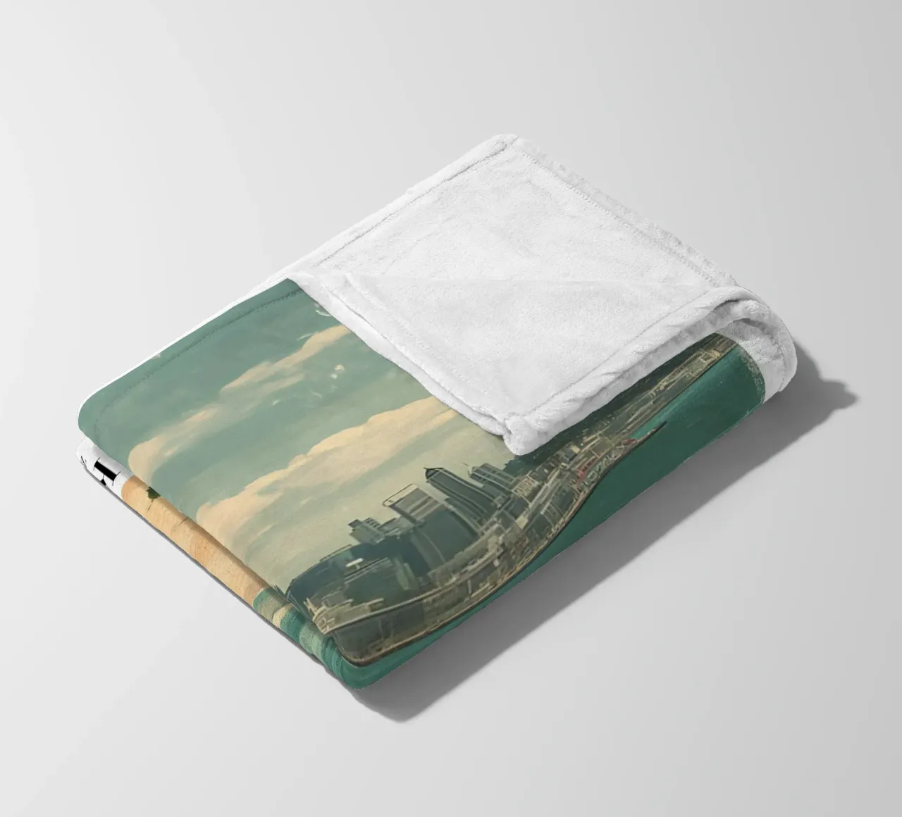Stampa d'arte sullo skyline di Auckland - Spiaggia e Sky Tower coperta in pile da homdeco