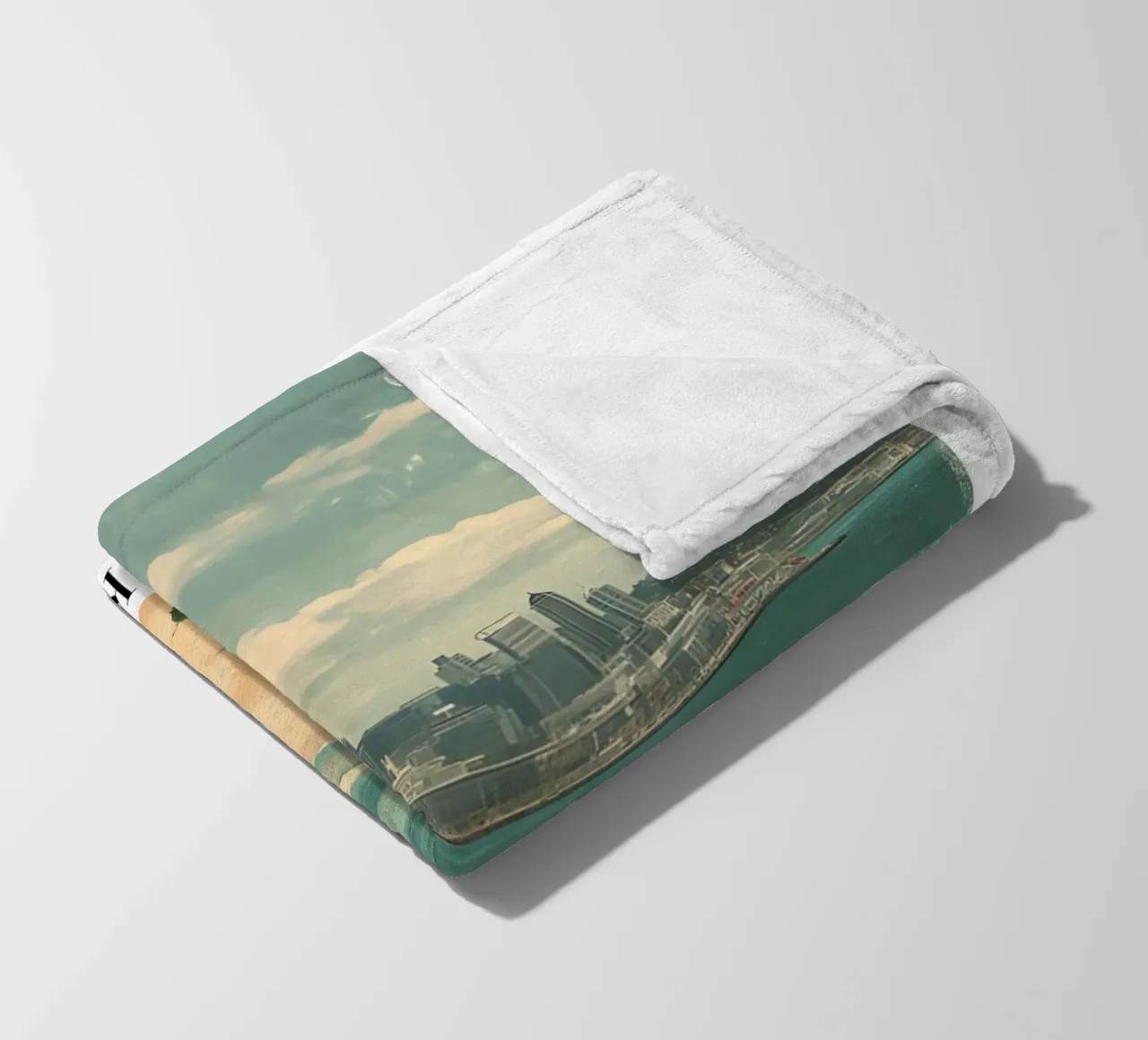 Stampa d'arte sullo skyline di Auckland - Spiaggia e Sky Tower coperta in pile da homdeco