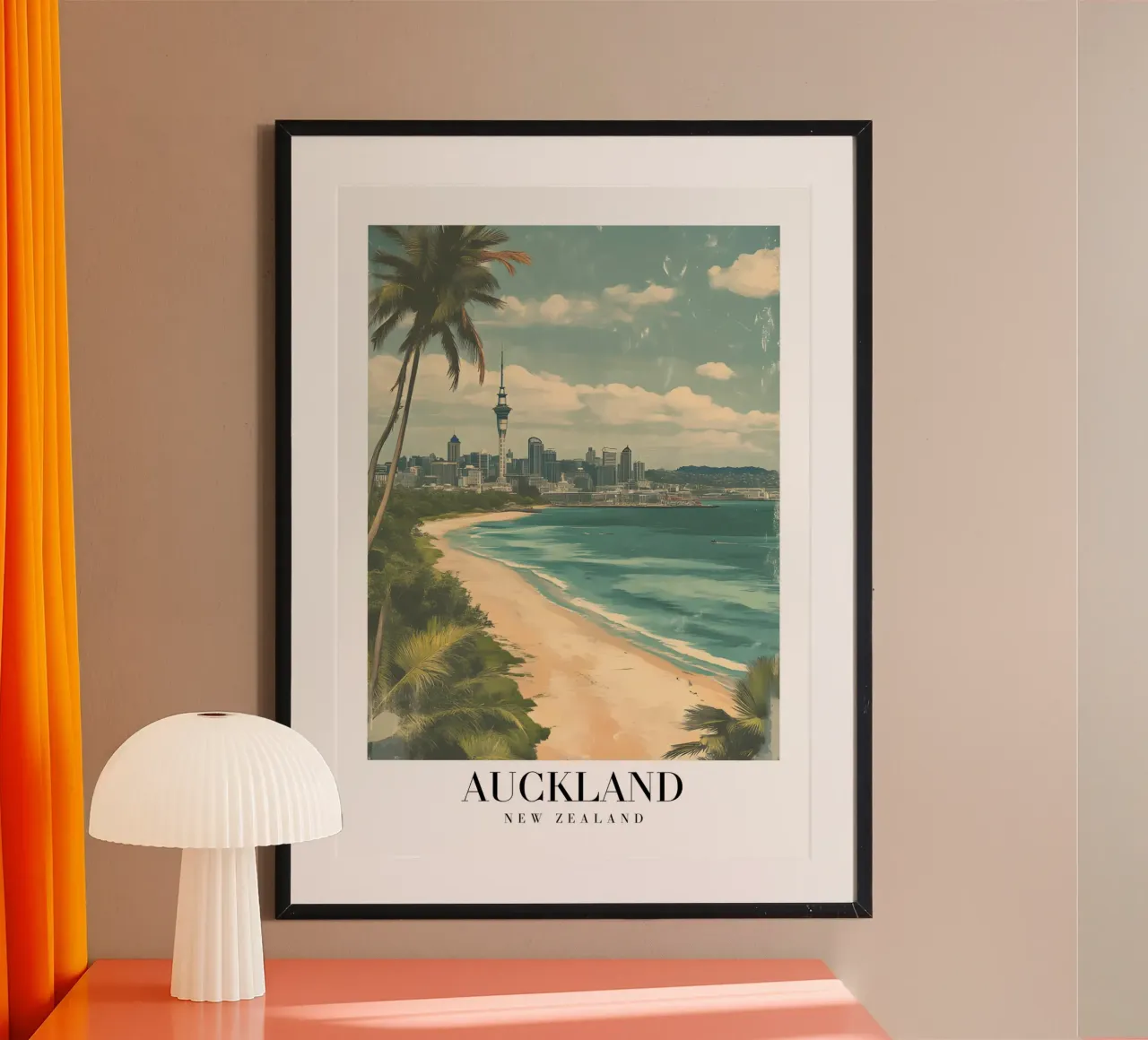 Auckland Skyline Kunstdruck - Strand & Sky Tower Hahnemühle von homdeco