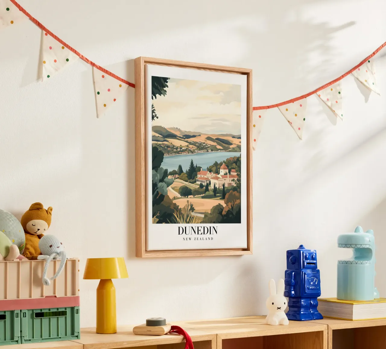 Dunedin Otago Harbour Art Print - Nieuw-Zeelands landschap canvas met Baklijst van homdeco