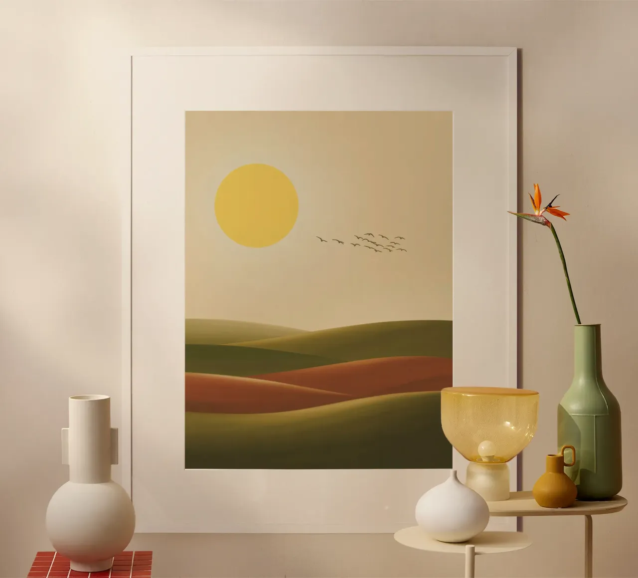 Sole e paesaggio, look natura retrò poster da RB-Digital-Paintings