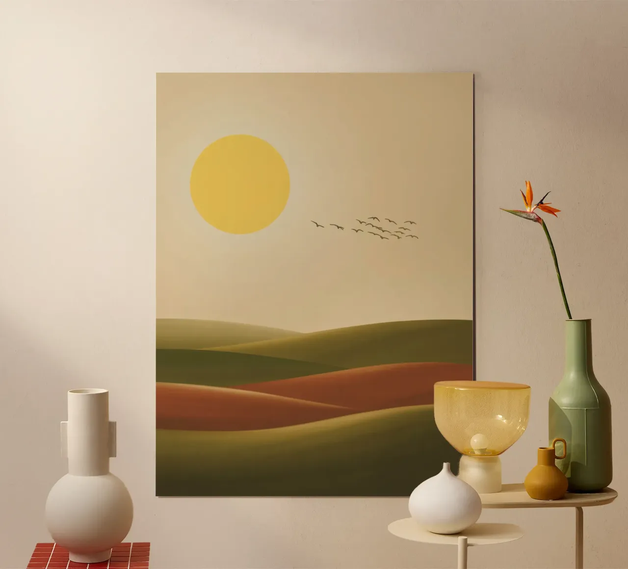 Sole e paesaggio, look natura retrò poster da RB-Digital-Paintings
