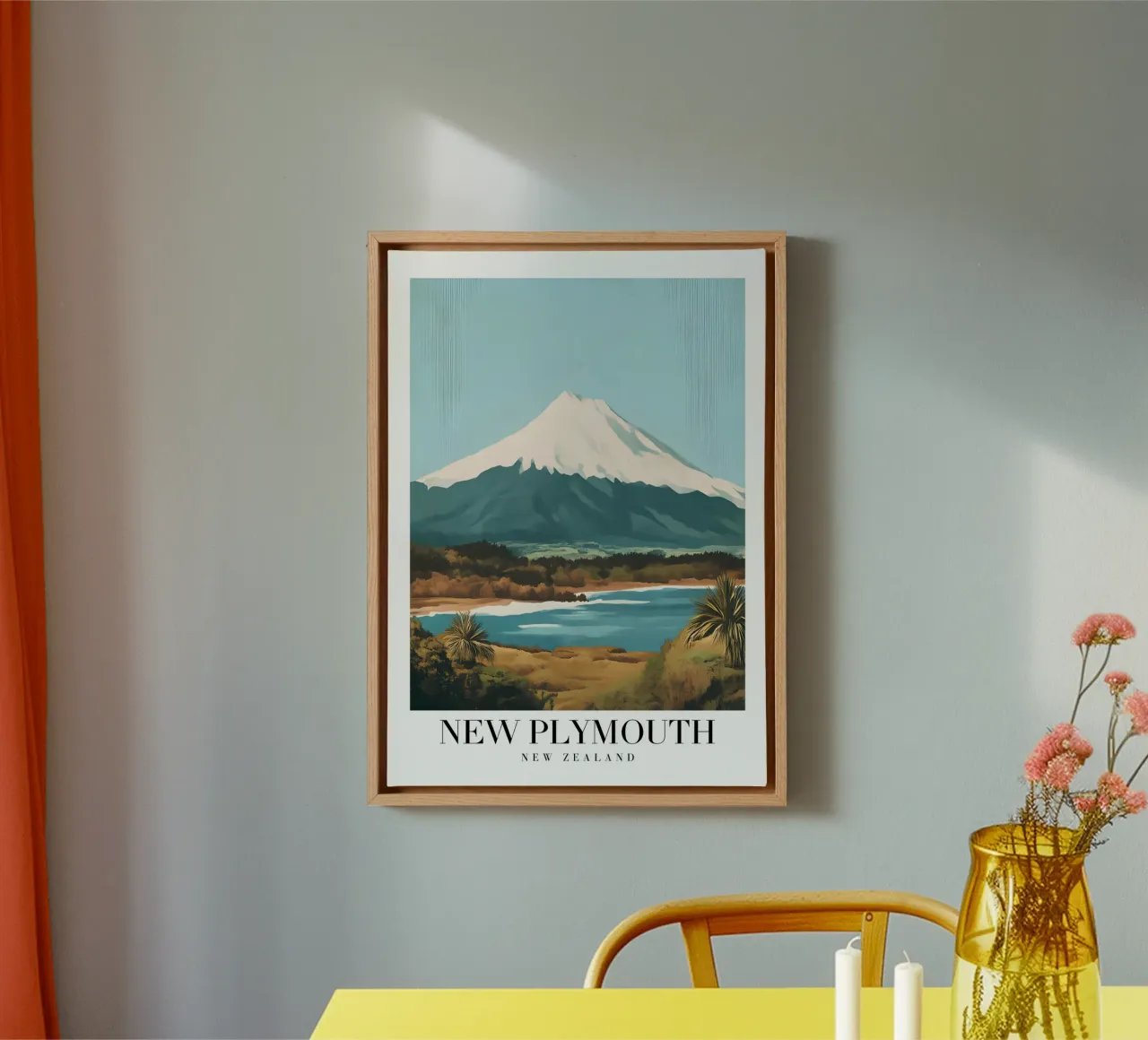 New Plymouth Mt. Taranaki Art Print - NZ Kustzicht canvas met Baklijst van homdeco