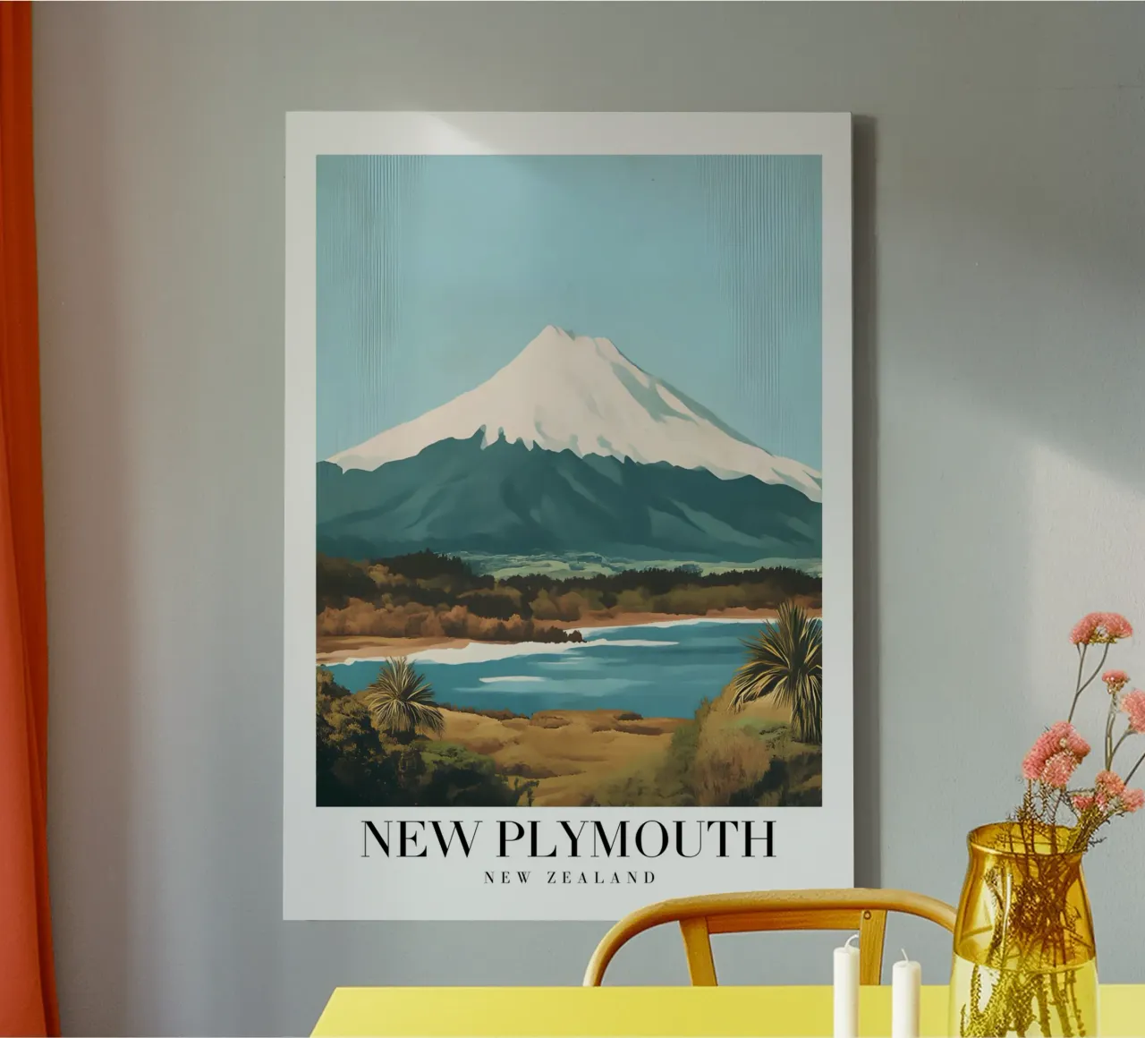 New Plymouth Mt. Taranaki Art Print - NZ Kustzicht canvas met Baklijst van homdeco