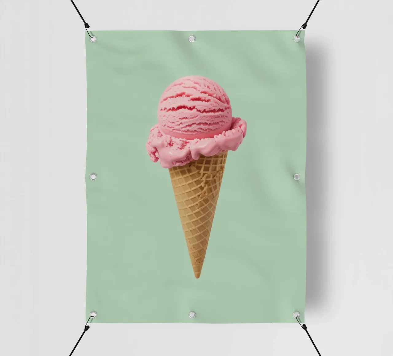 Gelato alla fragola su menta - Pop Art telo in pvc da RB-Digital-Paintings
