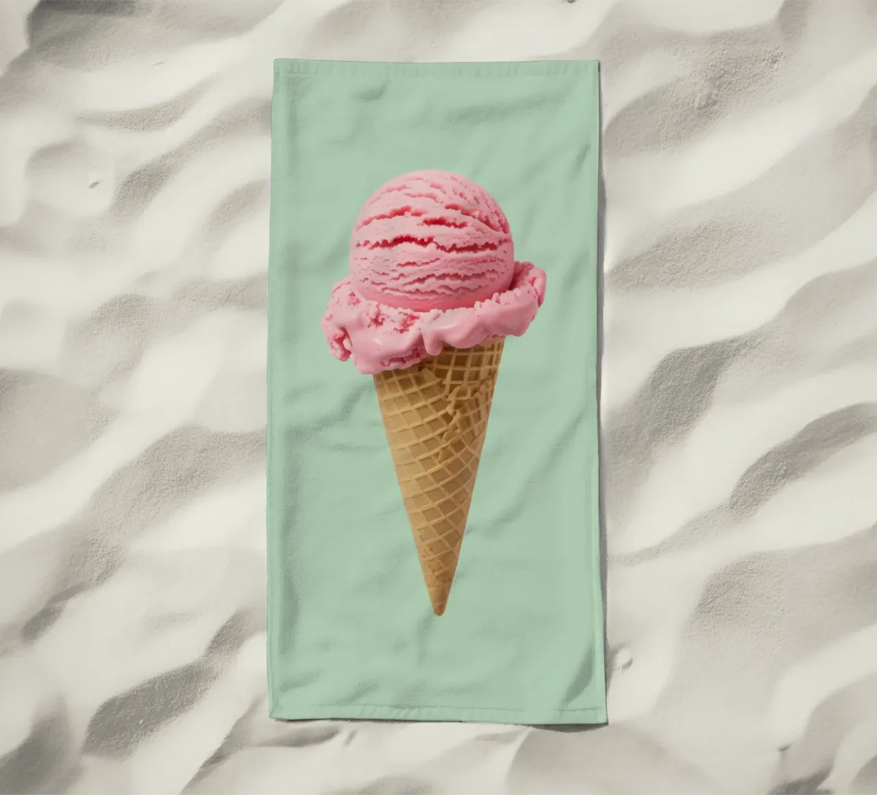 Gelato alla fragola su menta - Pop Art telo mare da RB-Digital-Paintings