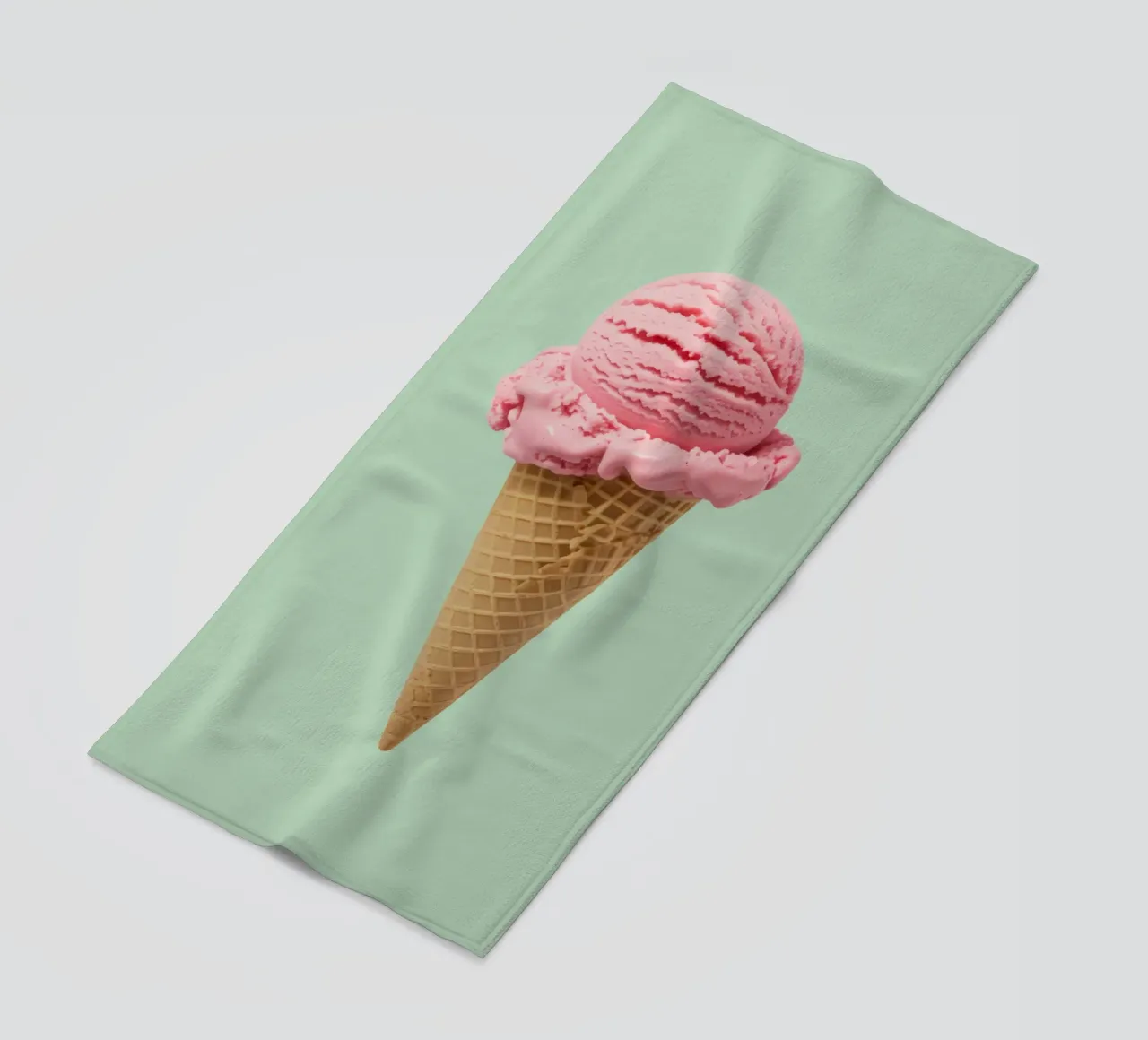 Gelato alla fragola su menta - Pop Art telo mare da RB-Digital-Paintings