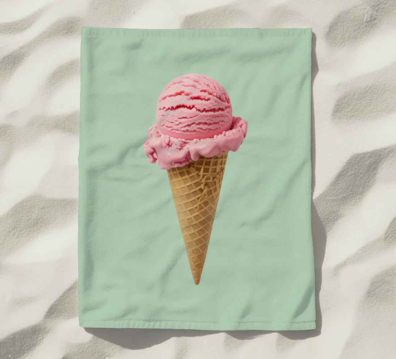 Gelato alla fragola su menta - Pop Art telo mare da RB-Digital-Paintings