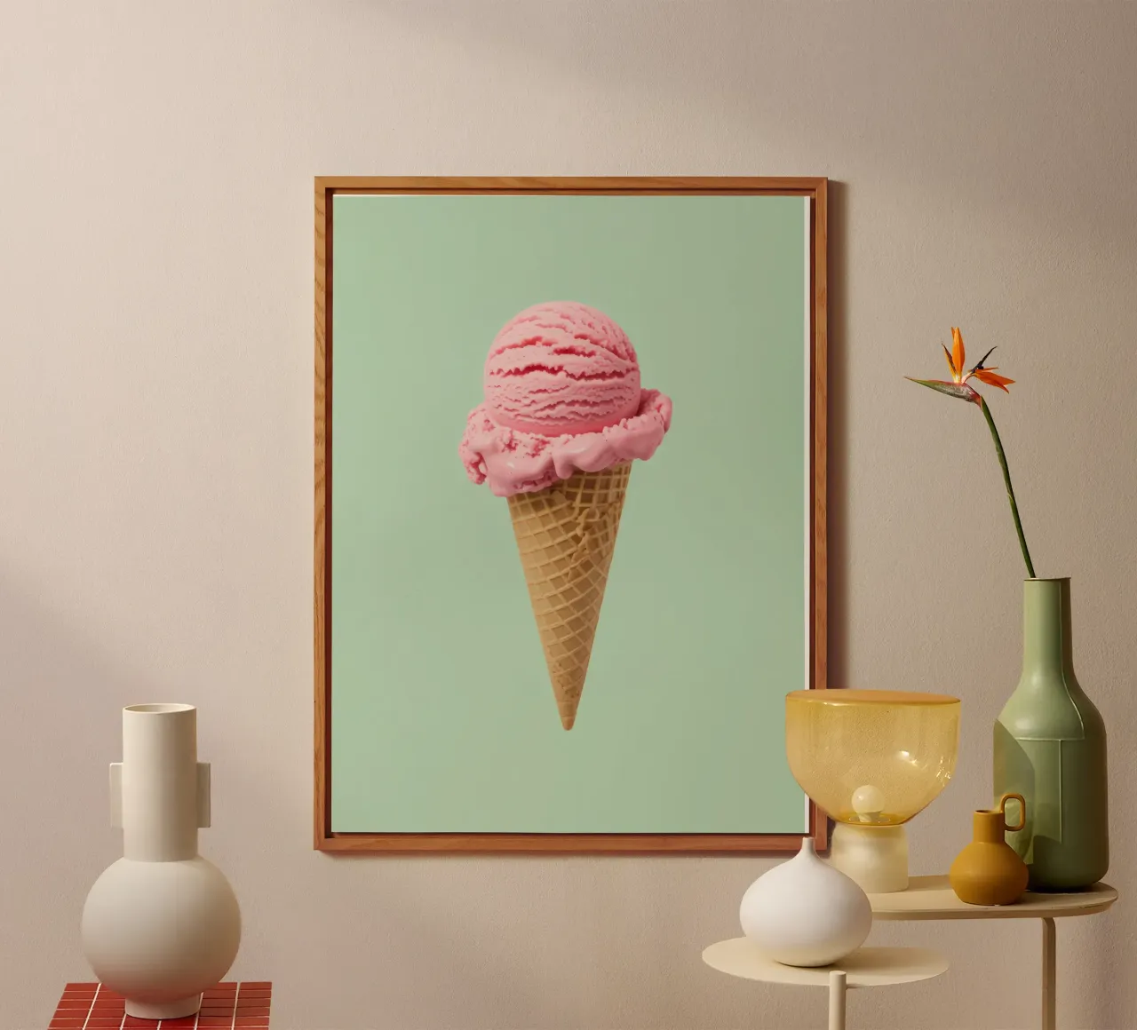 Gelato alla fragola su menta - Pop Art alluminio dibond da RB-Digital-Paintings