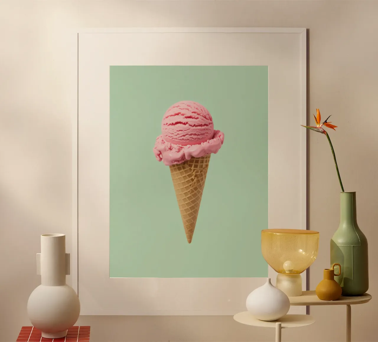 Gelato alla fragola su menta - Pop Art carta hahnemühle da RB-Digital-Paintings