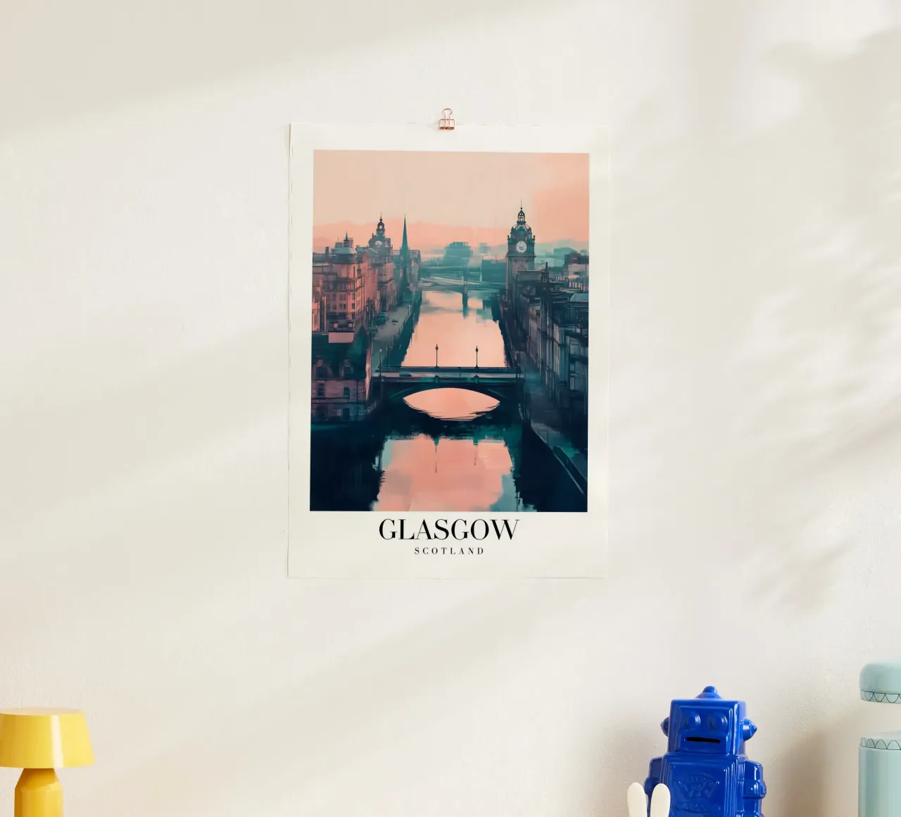 Stampa d'arte sul fiume Clyde di Glasgow - Paesaggio urbano scozzese poster da homdeco