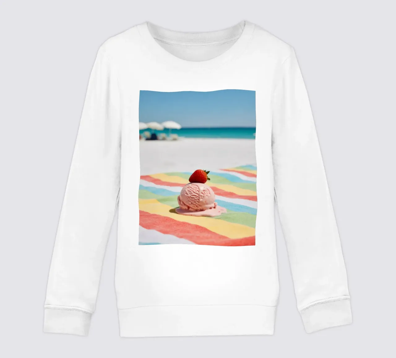 Erdbeer Ice cream am Strand, vibrazioni estive felpa bambino da RB-Digital-Paintings