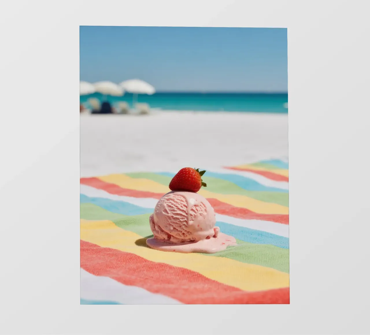 Erdbeer Ice cream am Strand, vibrazioni estive pellicola backlit da RB-Digital-Paintings