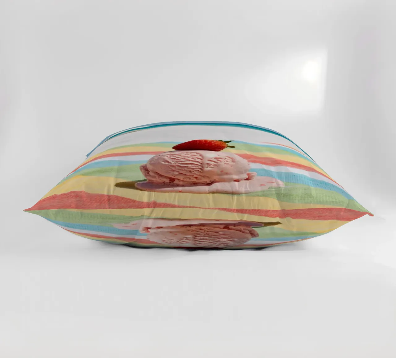 Erdbeer Ice cream am Strand, vibrazioni estive cuscino da RB-Digital-Paintings