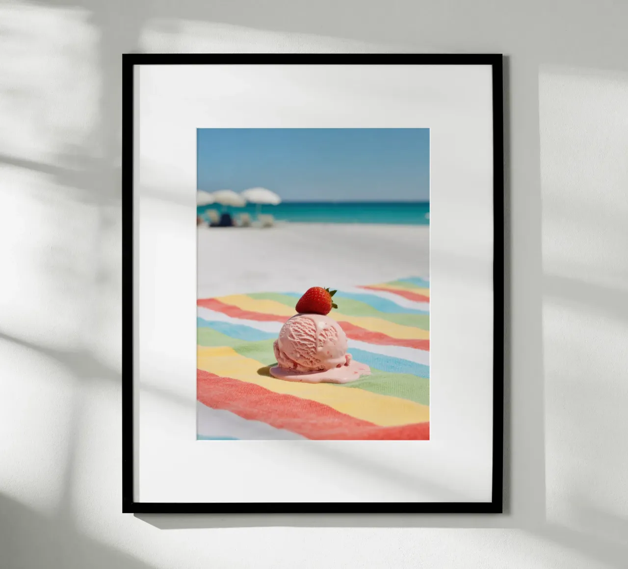 Erdbeer Ice cream am Strand, vibrazioni estive poster da RB-Digital-Paintings