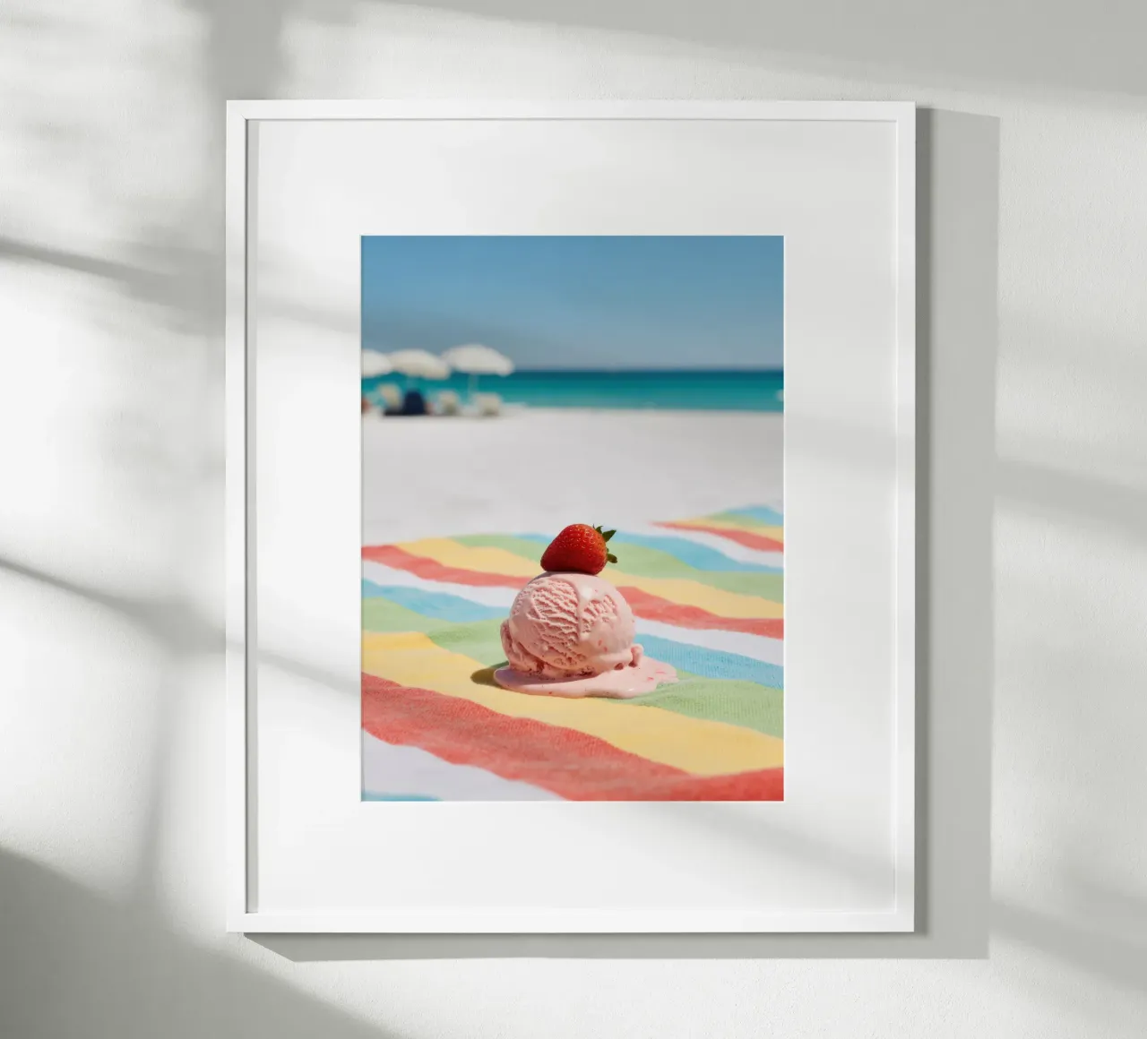 Erdbeer Ice cream am Strand, vibrazioni estive poster da RB-Digital-Paintings