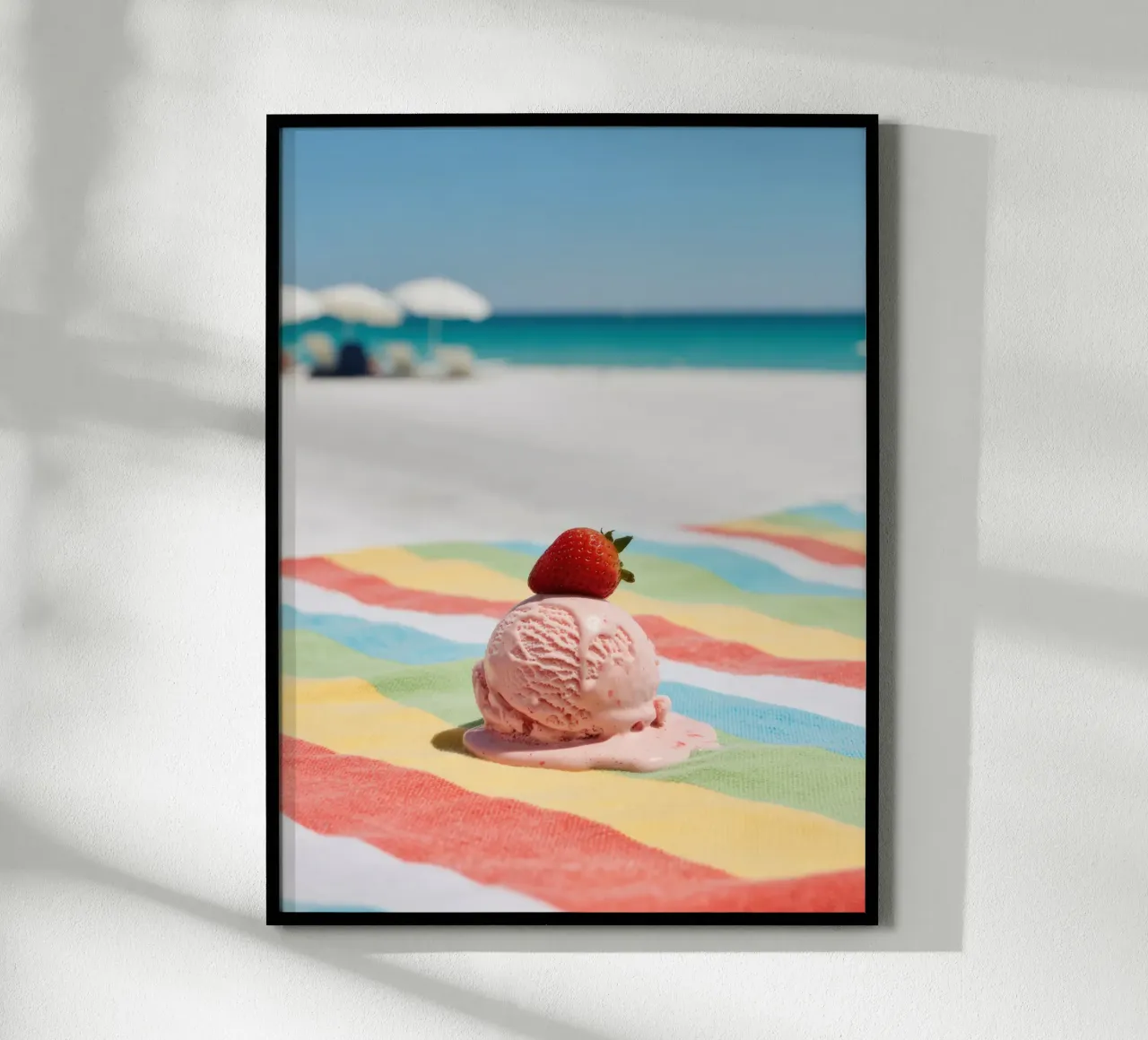 Erdbeer Ice cream am Strand, vibrazioni estive poster da RB-Digital-Paintings