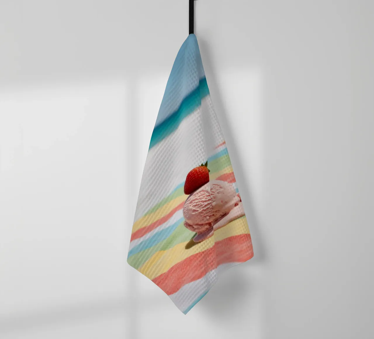 Erdbeer Ice cream am Strand, vibrazioni estive canovaccio da cucina da RB-Digital-Paintings