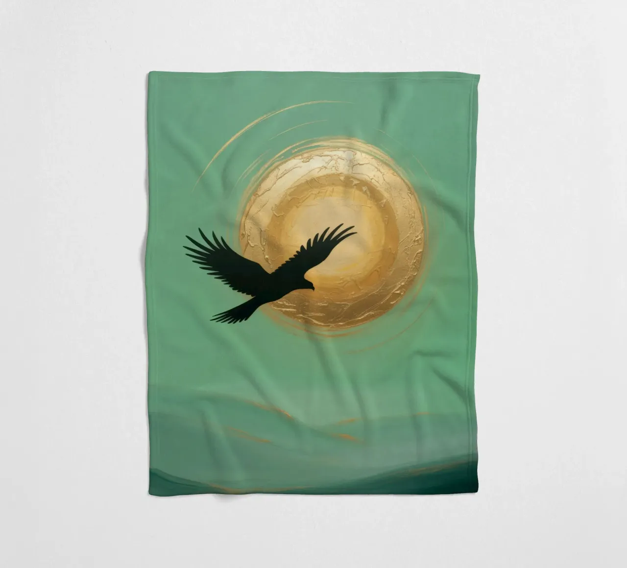 Golden Flight - Abstracte elegantie met zon fleecedeken van RB-Digital-Paintings