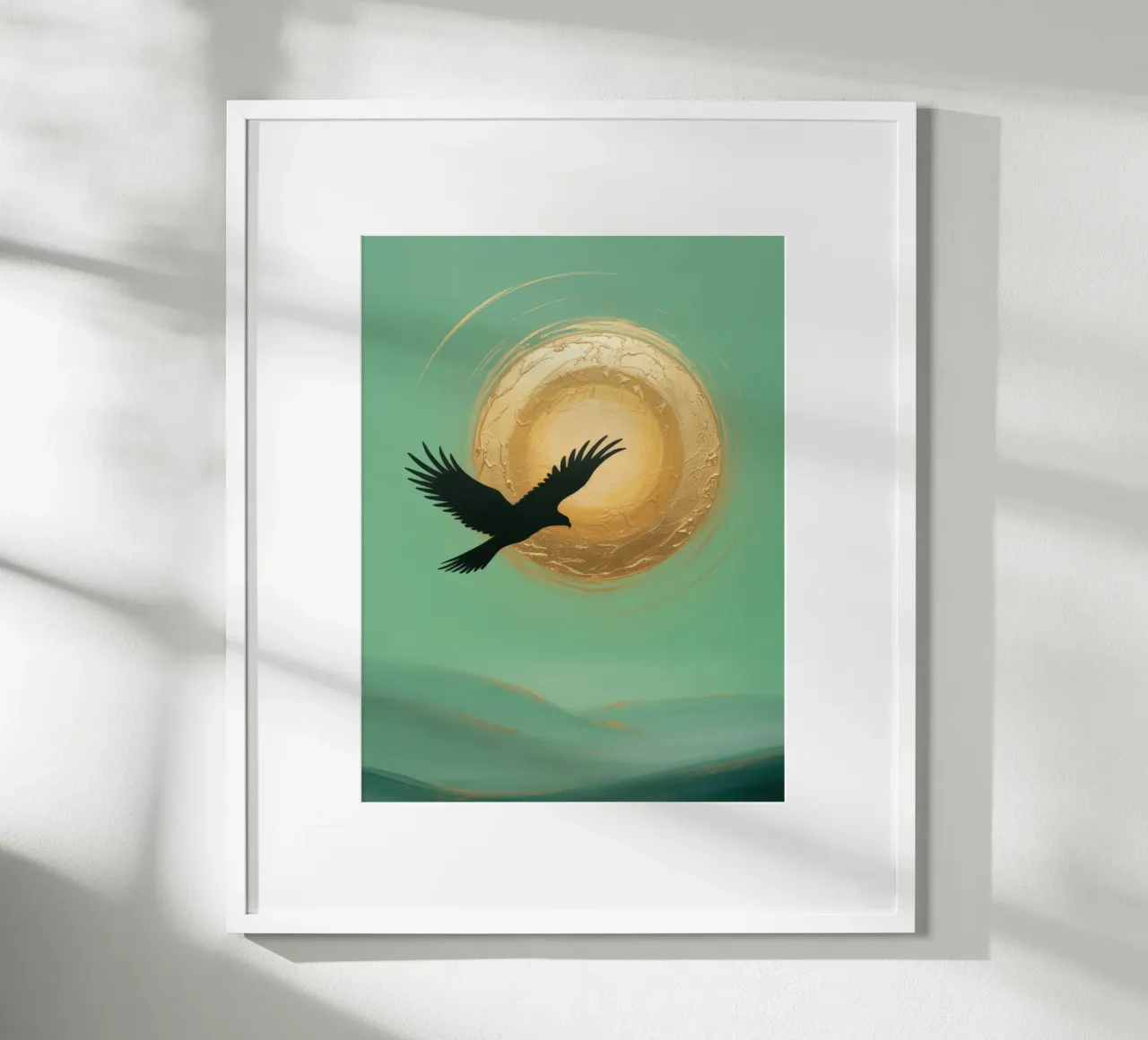 Golden Flight - Abstracte elegantie met zon poster van RB-Digital-Paintings